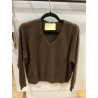 Pull alpaga col V choco