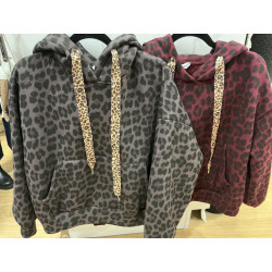 sweat à capuche leopard