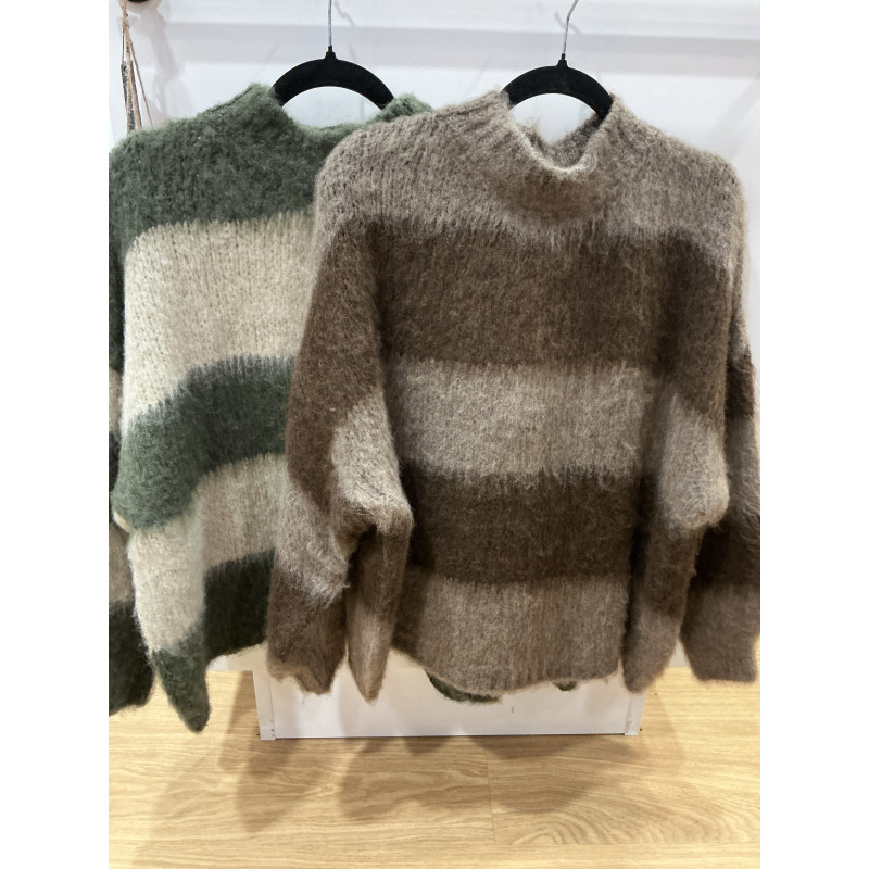 Pull cocooning rayé