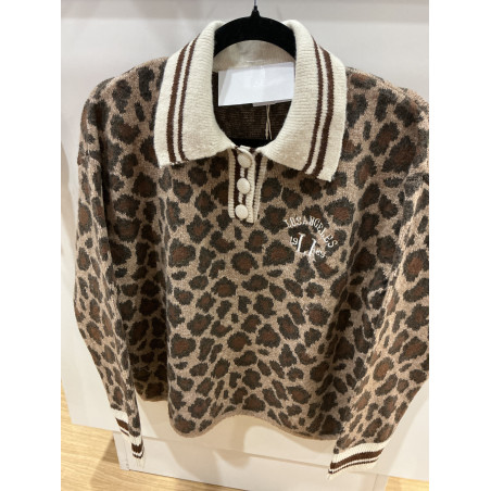 Pull col polo léopard