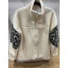 Veste moumoute beige et leopard noir