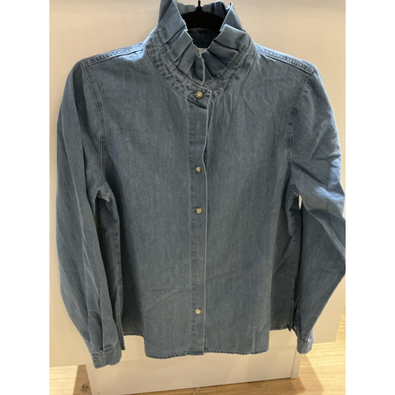 Chemise en jeans col victorien