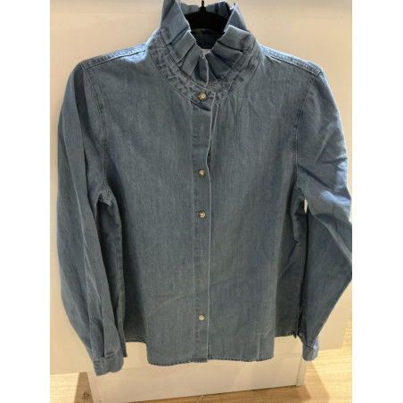 Chemise en jeans col victorien
