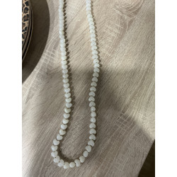 Sautoir perles cœur écru