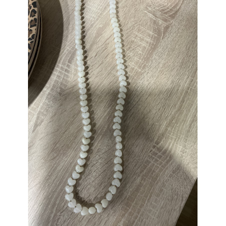 Sautoir perles cœur écru