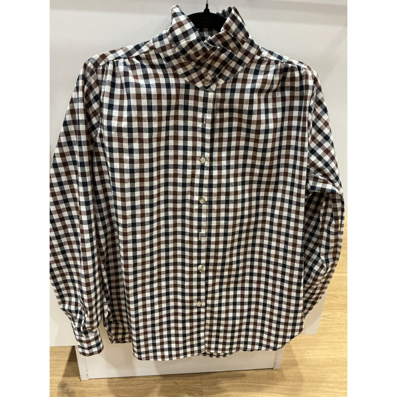 Chemise carreaux col victorien marine et choco