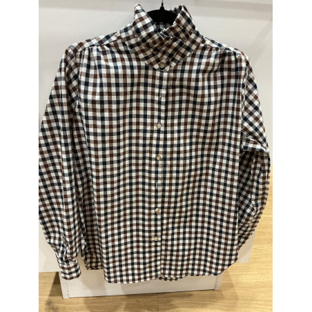 Chemise carreaux col victorien marine et choco