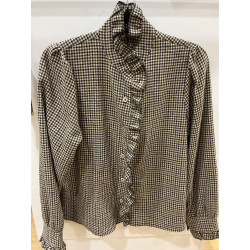 Chemise col volant pied de poule