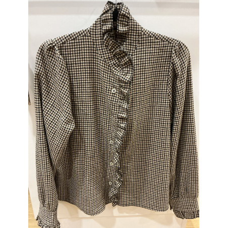 Chemise col volant pied de poule