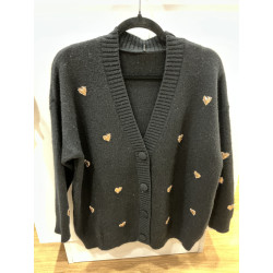 Gilet noir coeur doré