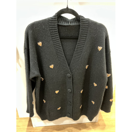 Gilet noir coeur doré