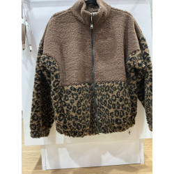 Veste moumoute choco et leopard