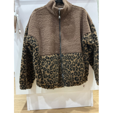 Veste moumoute choco et leopard
