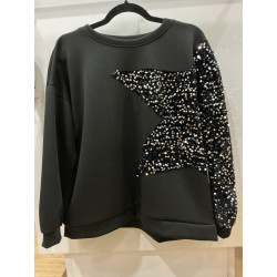 Sweat noir sequins étoile