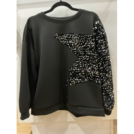 Sweat noir sequins étoile