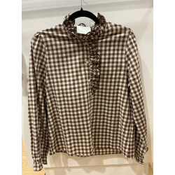 Chemise col victorien carreaux choco