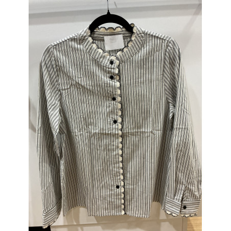 Chemise rayée blanc et noir croquet