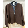 Pull choco col volant jeans