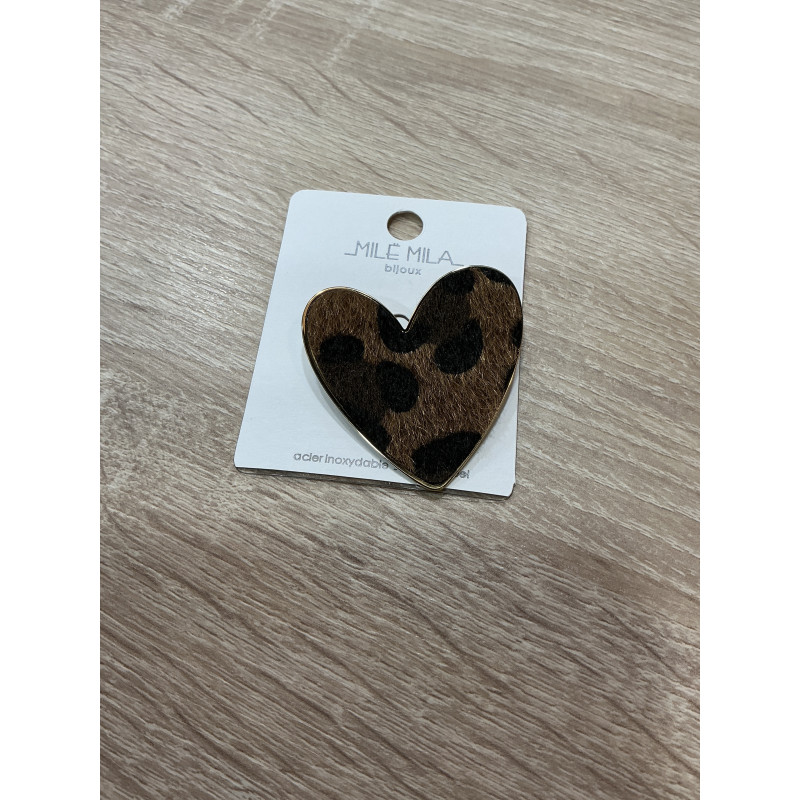 Broche coeur léopard