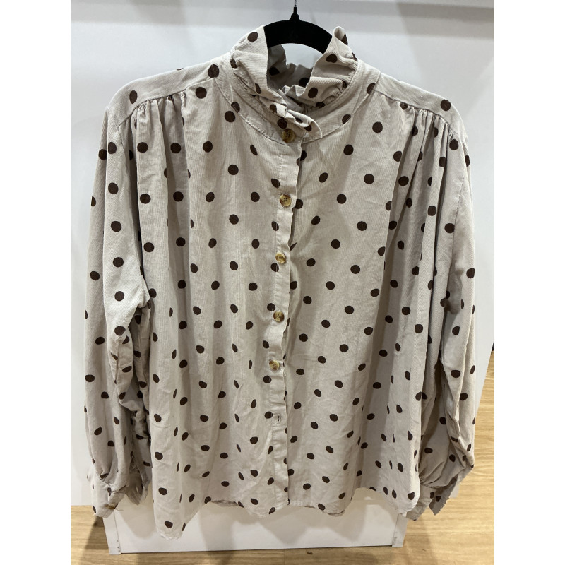 Chemise pois col victorien velours