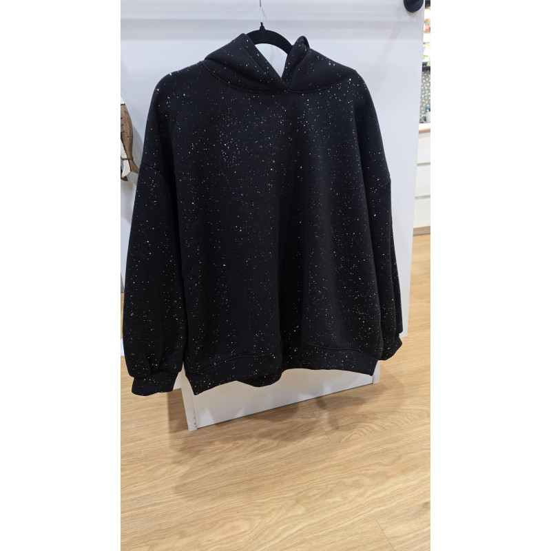 Sweat à capuche noir et doré