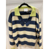 Pull Paulo rayé marine et jaune fluo