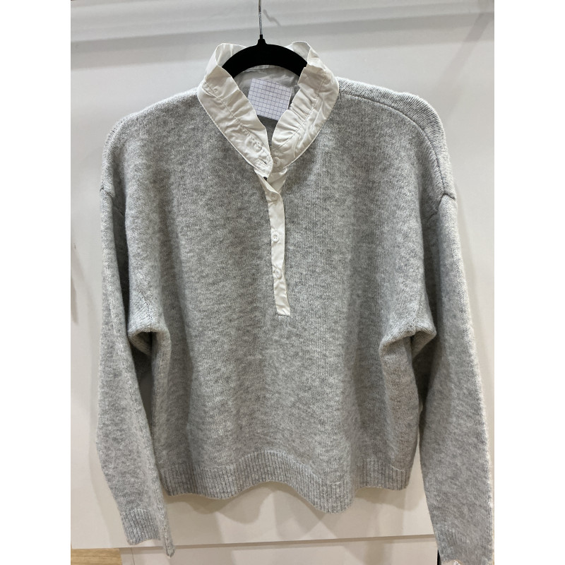 Pul gris col victorien blanc