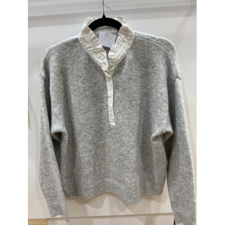 Pul gris col victorien blanc