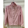 Chemise rayée col victorien rose