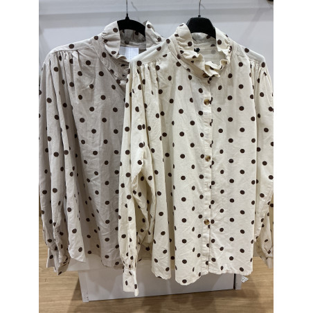 Chemise pois col victorien velours