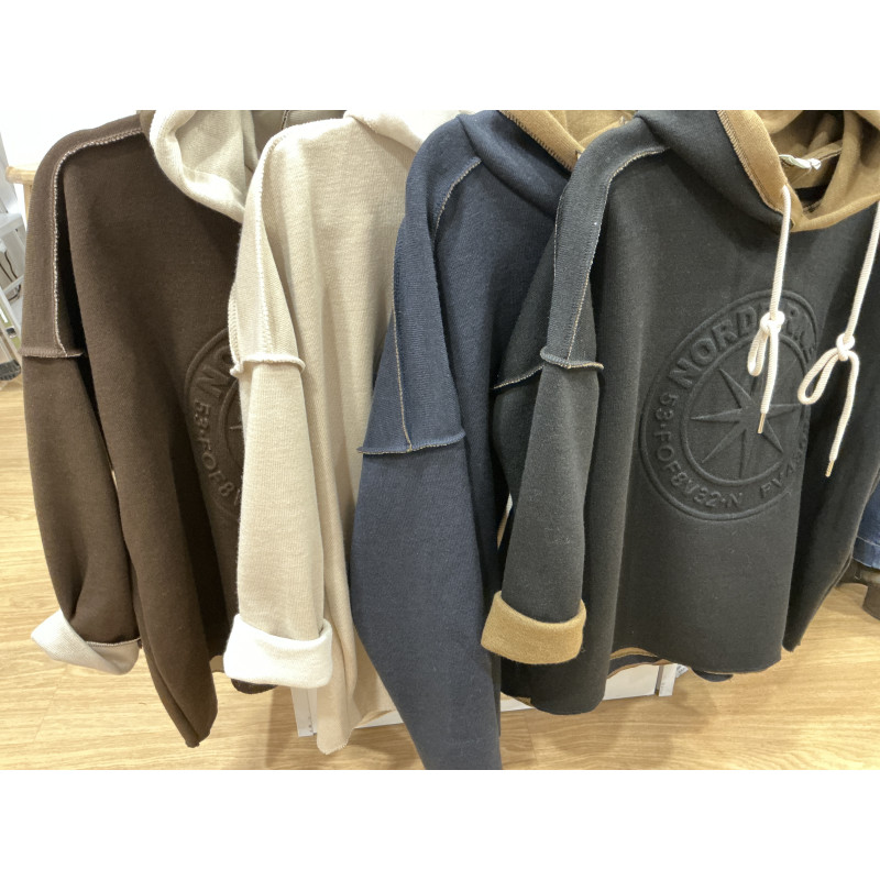 Sweat à capuche bicolor