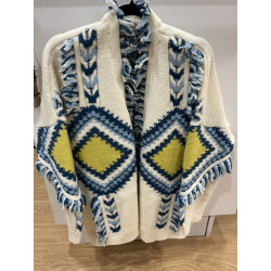 Gilet Apache écru et bleu