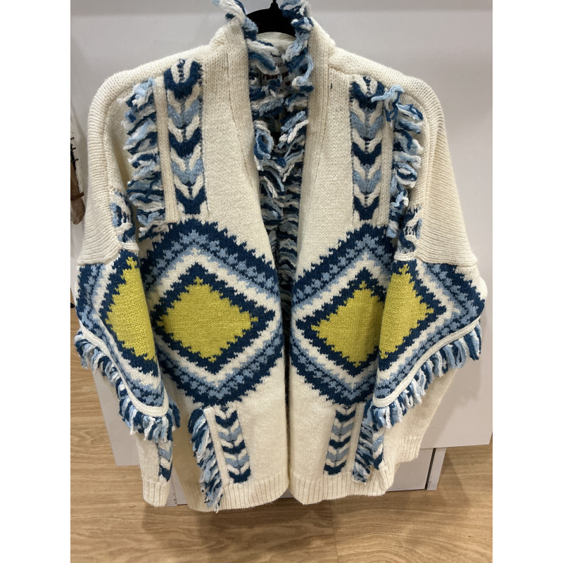 Gilet Apache écru et bleu