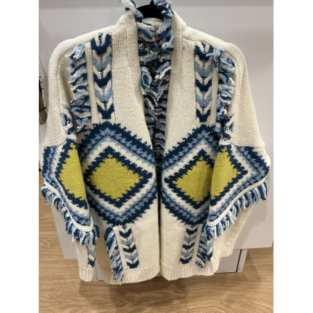 Gilet Apache écru et bleu