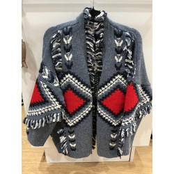 Gilet Apache bleu et rouge