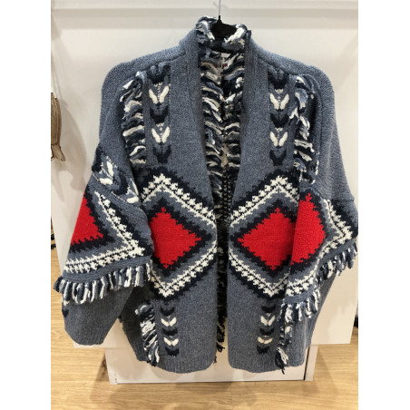 Gilet Apache bleu et rouge
