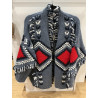 Gilet Apache bleu et rouge