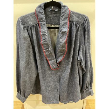 Chemise volant jeans et rouge