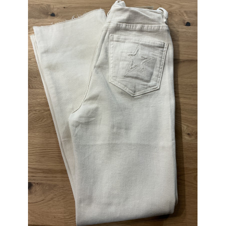 Jeans flared 7/8 étoile écru
