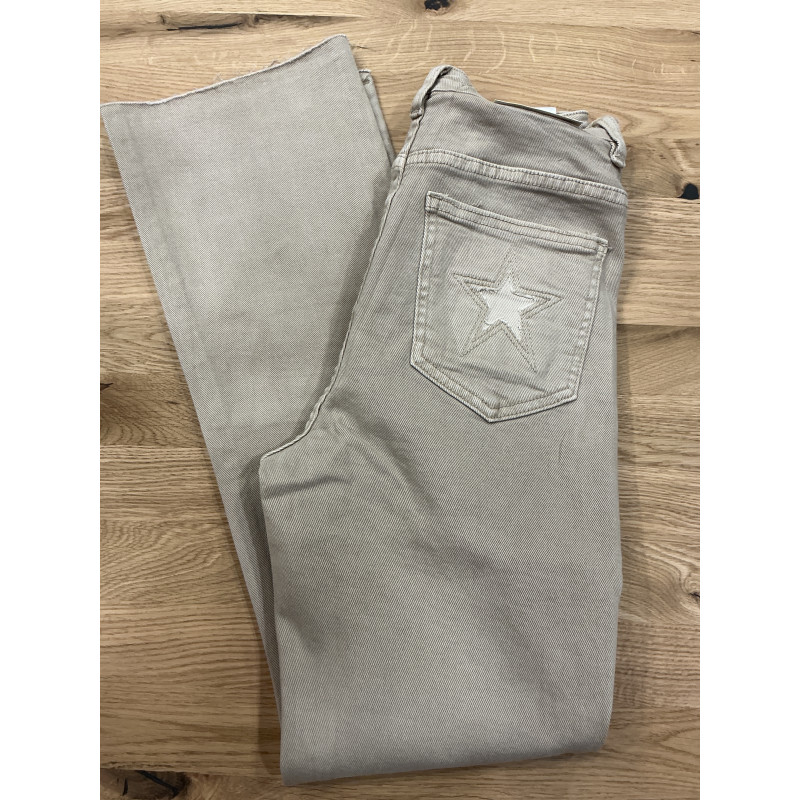 Jeans flared 7/8 étoile beige