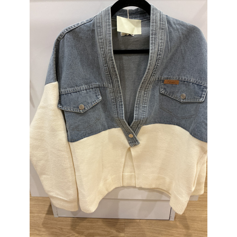 Gilet Oslo jeans et écru