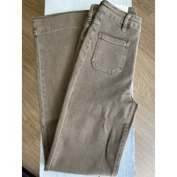 Jeans long large poches plaquées tabac