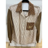 Chemise rayée camel et beige
