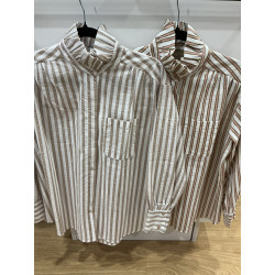 Chemise col victorien double rayure
