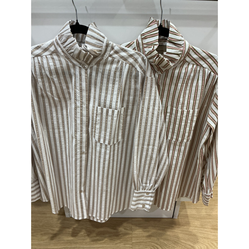 Chemise col victorien double rayure