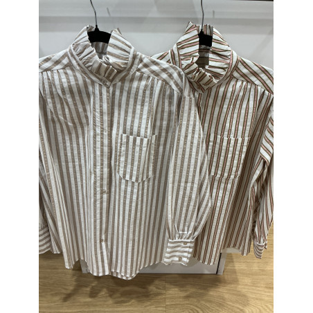 Chemise col victorien double rayure