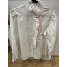 Chemise col victorien et volant blanche et rouge