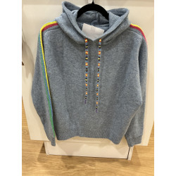 Pull capuche Arc en ciel bleu