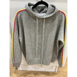 Pull capuche Arc en ciel gris