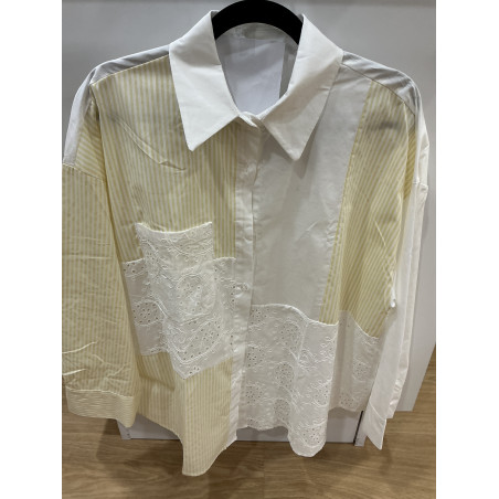 chemise oversize blanc et jaune
